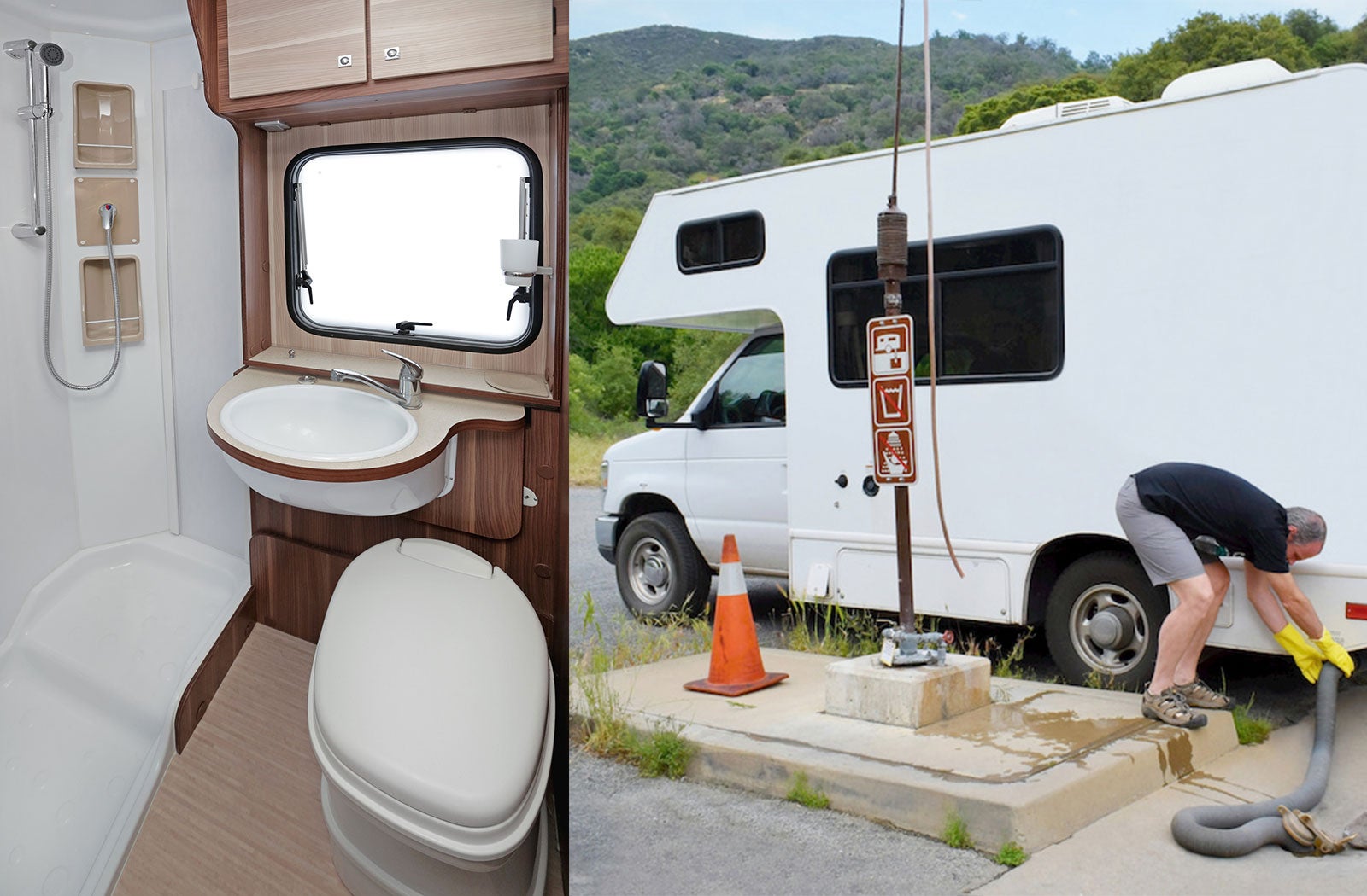 Portable RV/camper toilet and holding tank setup in Logan, Utah
