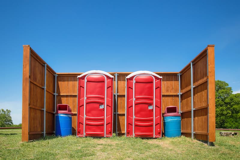 Short-term porta potty units staged for delivery in Logan, Utah